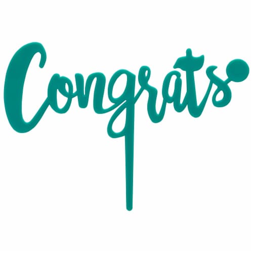 DecoPac Teal Congrats Celebration Pic Candle Holder Perspective: front