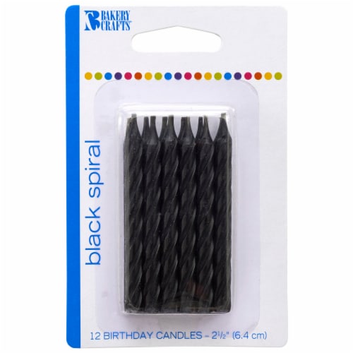 Bakery Crafts Black Spiral Birthday Candles 12 Count Perspective: front