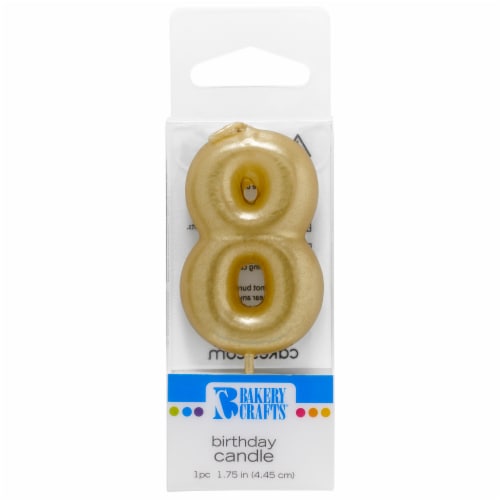 Bakery Crafts Gold Numeral Eight Birthday Candle Perspective: front