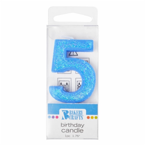 Bakery Crafts Blue 5 Birthday Candle Perspective: front