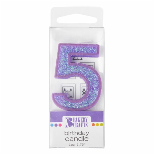 Bakery Crafts Glitter Purple 5 Candle Perspective: front