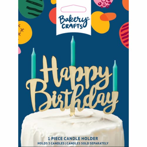 DecoPac Bakery® Crafts Happy Birthday Candle Holder - Gold Perspective: front