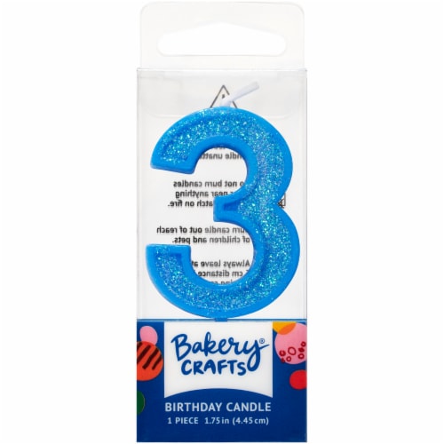 DecoPac Three Birthday Candle Cake Decoration - Blue Perspective: front