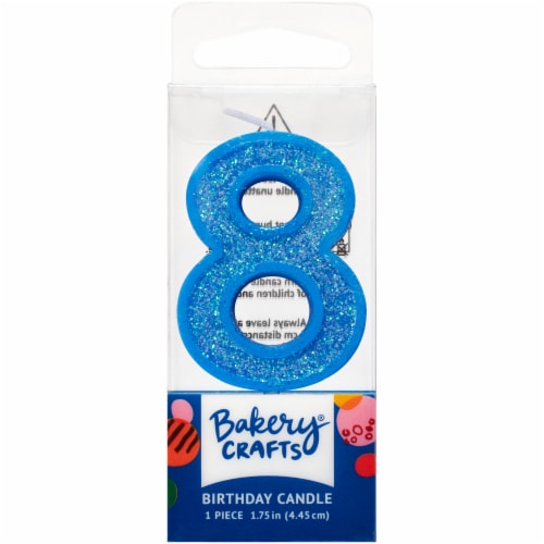 DecoPac Eight Birthday Candle Cake Decoration - Blue Perspective: front