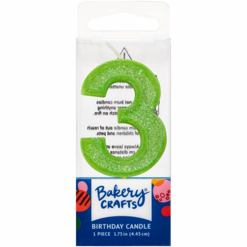 DecoPac Three Birthday Candle Cake Decoration - Green Perspective: front