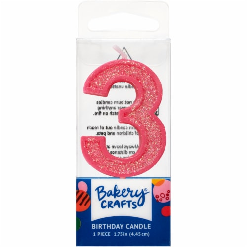 DecoPac Three Birthday Candle Cake Decoration - Pink Perspective: front