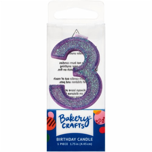 DecoPac Three Birthday Candle Cake Decoration - Purple Perspective: front
