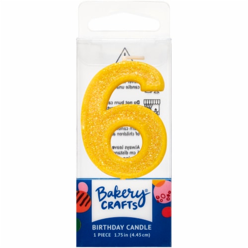 DecoPac Six Birthday Candle Cake Decoration - Yellow Perspective: front