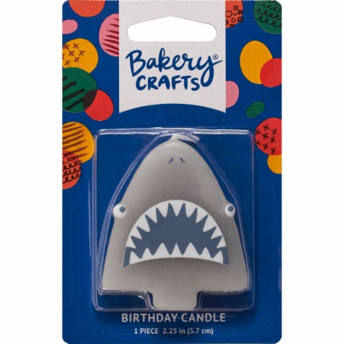 DecoPac Shark Birthday Candle Cake Decoration Perspective: front