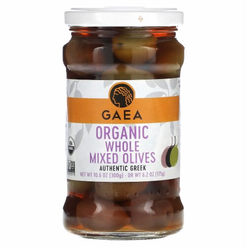 Gaea Organic Whole Mixed Olives - 10.6 oz (300 g) Perspective: front