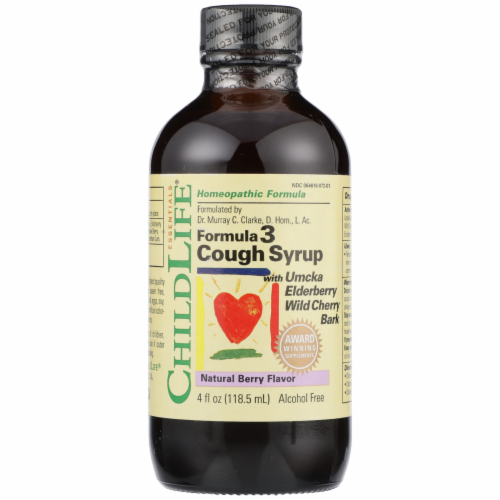 ChildLife Formula 3 Natural Berry Flavor Cough Syrup Perspective: front