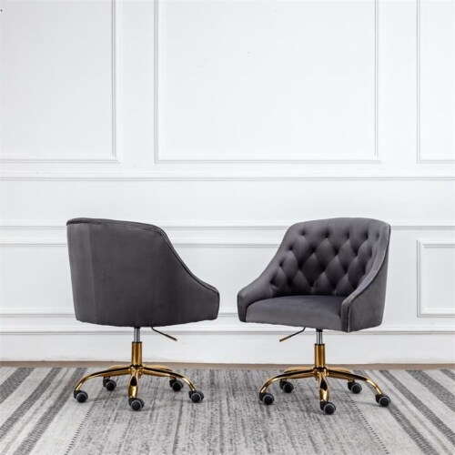 Dark grey sales velvet office chair