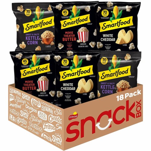 Smartfood Popcorn, Variety Pack - 0.5 oz (18 Pack) Perspective: front