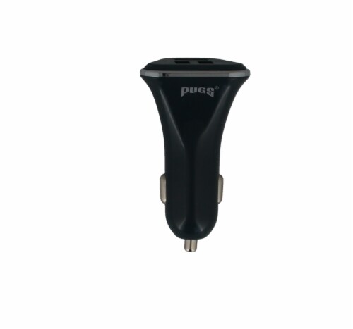 Pugs Gear Quick Charge Car Charger - Black Perspective: front