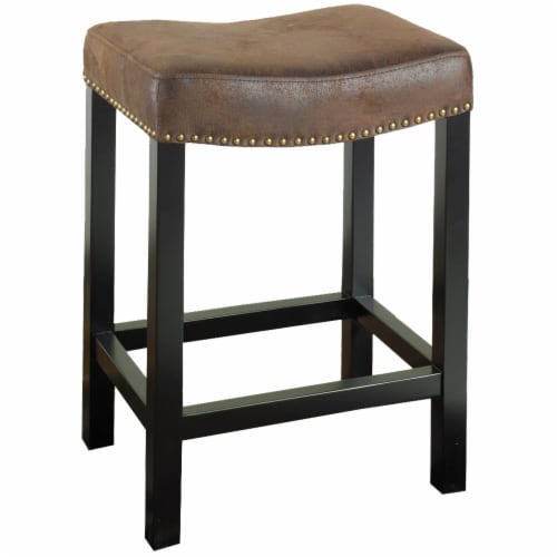 Armen Living Tudor 26  Backless Stationary Bar Stool in Wrangler Brown Perspective: front