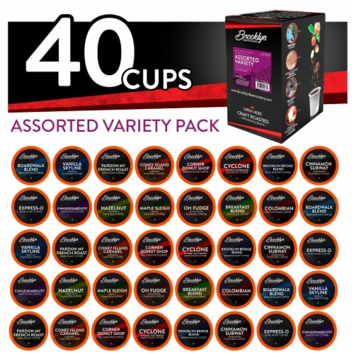 Brooklyn Beans Assorted Variety Pack K-Cups Coffee for Keurig Brewers, 40 Count Perspective: front