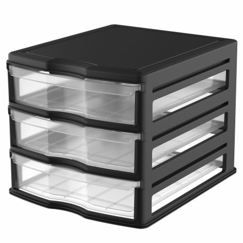 Life Story 3 Drawer Stackable Shelf Organizer Plastic Storage Drawers,  Black, 1 Piece - Baker's