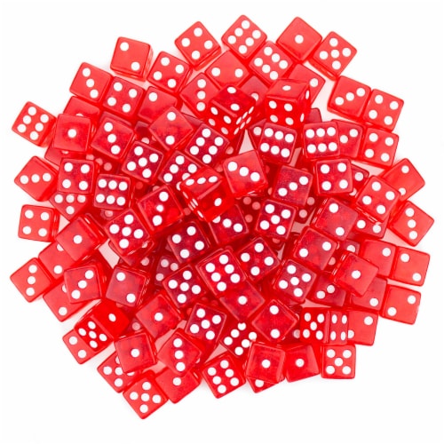 100 Red Dice - 16 mm Perspective: front