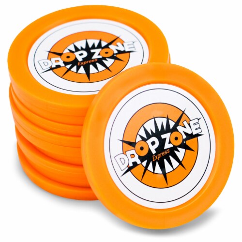 5 pack of replacement Drop Zone Express pucks Perspective: front