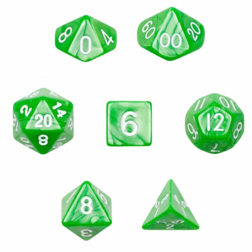 7 Die Polyhedral Dice Set in Velvet Pouch - Imperial Gem Perspective: front