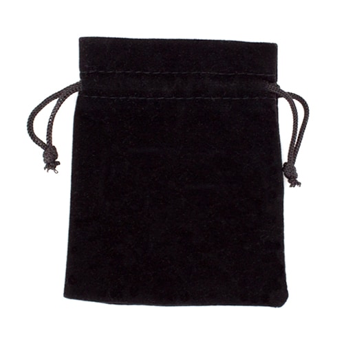 Medium 3in x 4in Plain Black Velour Pouch with Drawstring Perspective: front