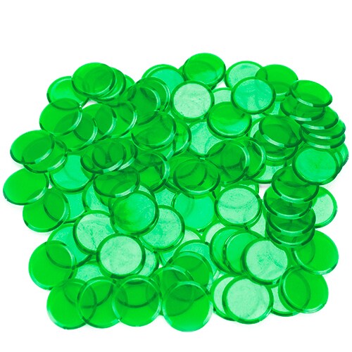 100 Pack Green Bingo Chips Perspective: front
