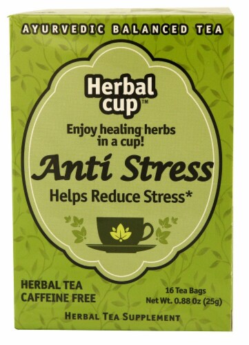 Herbal Cup Anti-Stress Ayurvedic Balanced Herbal Tea Bags Perspective: front