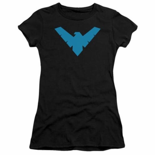 Trevco Batman-Nightwing Symbol - Short Sleeve Junior Sheer Tee - Black- Large Perspective: front