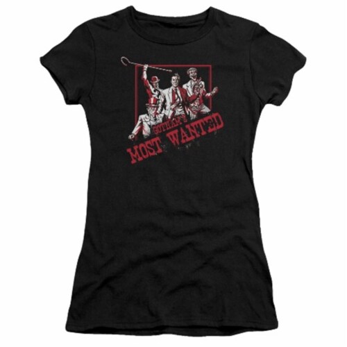 Trevco Batman-Gothams Most Wanted - Short Sleeve Junior Sheer Tee - Black- Small Perspective: front