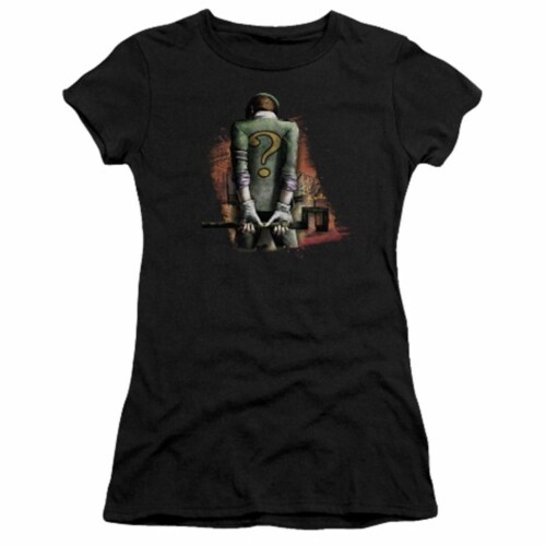 Trevco Arkham City-Riddler Convicted - Short Sleeve Junior Sheer Tee - Black- Large Perspective: front