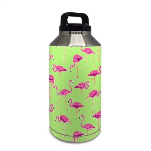 DecalGirl Y64-FLAMINGODAY Yeti Rambler 64 oz Bottle Skin - Flamingo Day Perspective: front