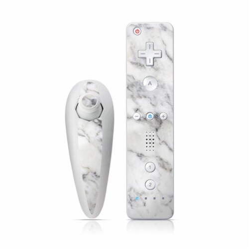 DecalGirl WIINC-WHT-MARBLE Wii Nunchuk & Remote Skin - White Marble Perspective: front