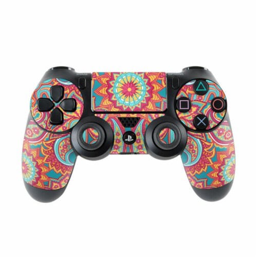 DecalGirl PS4C-CARNIVALPAISLEY Sony PS4 Controller Skin - Carnival Paisley Perspective: front