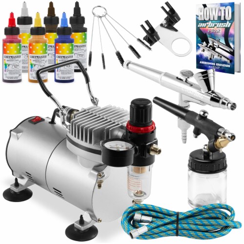 Airbrush Kit and Dual Fan Tank Air Compressor, Wicked 12 Color Paint Set  and Cleaning Kit, Bundle - Kroger