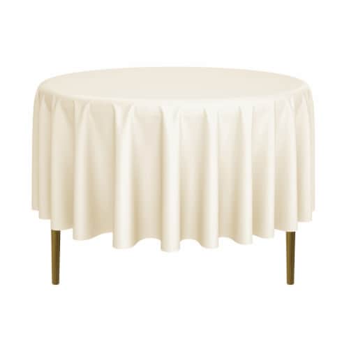 90 Round Polyester Tablecloth - Ivory by Lann's Linens Perspective: front