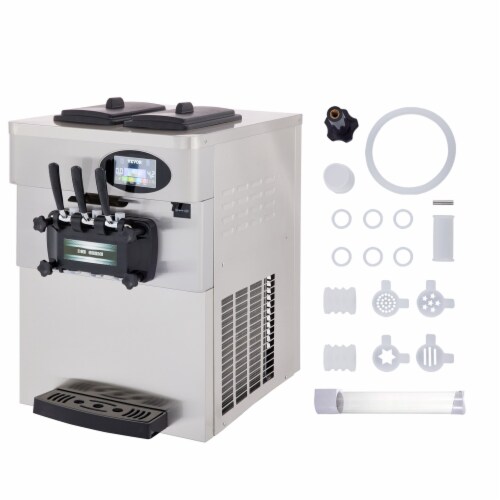 Commercial Soft Ice Cream Making Machine 3-Flavor Countertop Soft Yogurt Maker Perspective: front