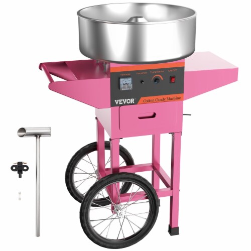 Electric Cotton Candy Maker With Cart Commercial Festival Sugar Floss Machine Perspective: front