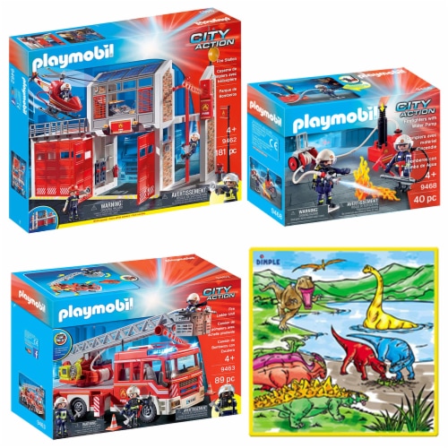 Playmobil Fire Station Playset With Fire Ladder Unit 310 Pcs Kids Coloring Mat 310 Pcs QFC