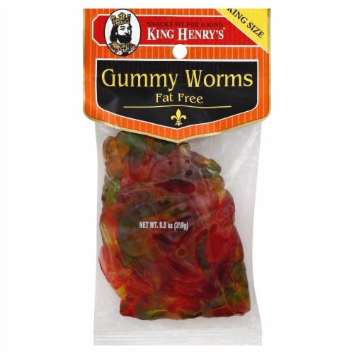 King Henry's Fat Free Gummy Worms Perspective: front