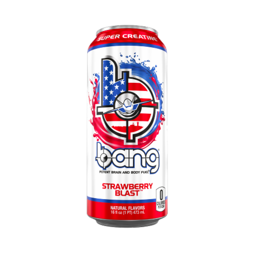 Bang® Strawberry Blast Energy Drink Can Perspective: front