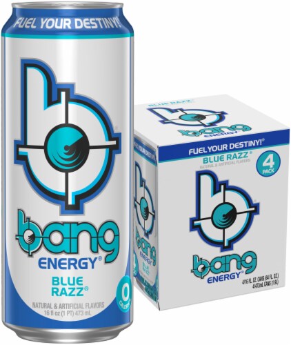 Bang Energy Blue Razz 6/4/16oz Perspective: front
