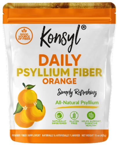 Konsyl® Orange Flavor Daily Psyllium Powder Fiber Supplement Perspective: front