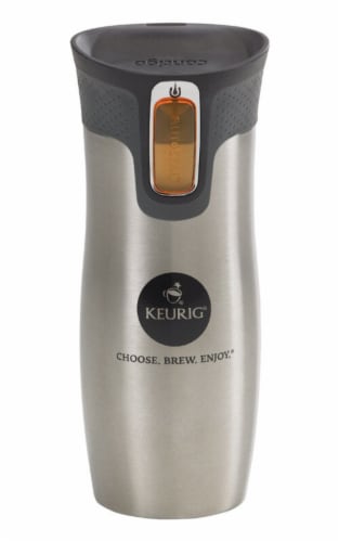 Keurig Stainless Steel Travel Mug, Silver/Black, 12 oz