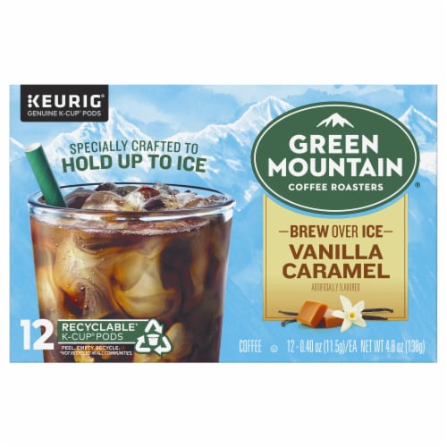 Green Mountain Coffee Roasters® Brew Over Ice Vanilla Caramel Medium Roast K-Cup Iced Coffee Pods Perspective: front