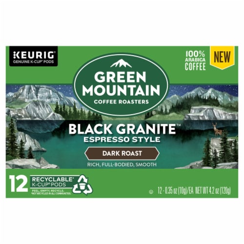 Green Mountain Coffee Roasters® Black Granite Espresso Style Dark Roast K-Cup Coffee Pods Perspective: front