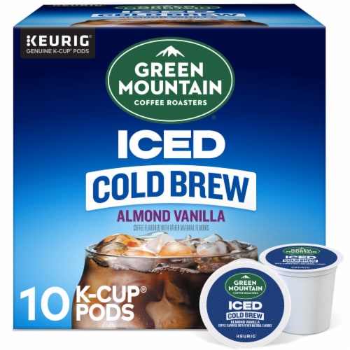 Green Mountain Coffee Roasters Almond Vanilla Iced Cold Brew Light Roast K-Cup Coffee Pods Perspective: front