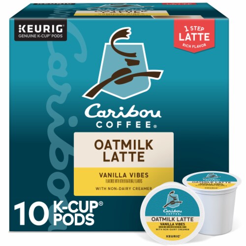 Caribou Coffee One Step Vanilla Vibes Oatmilk Latte Medium Roast K-Cup Coffee Pods Perspective: front