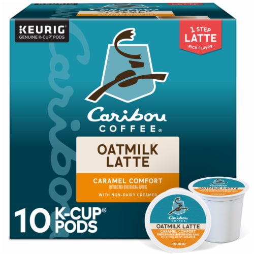 Caribou Coffee One Step Caramel Comfort Oatmilk Latte Medium Roast K-Cup Coffee Pods Perspective: front