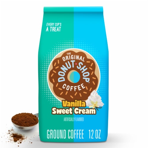 The Original Donut Shop Coffee Vanilla Sweet Cream Medium Roast Flavored Ground Coffee Bag Perspective: front
