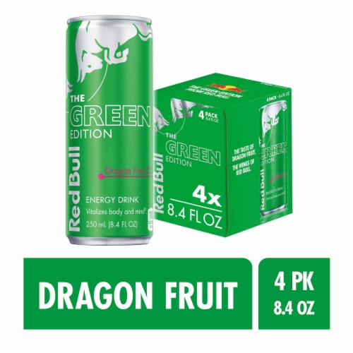 Red Bull® Green Edition Dragon Fruit Energy Drink Multipack Cans Perspective: front
